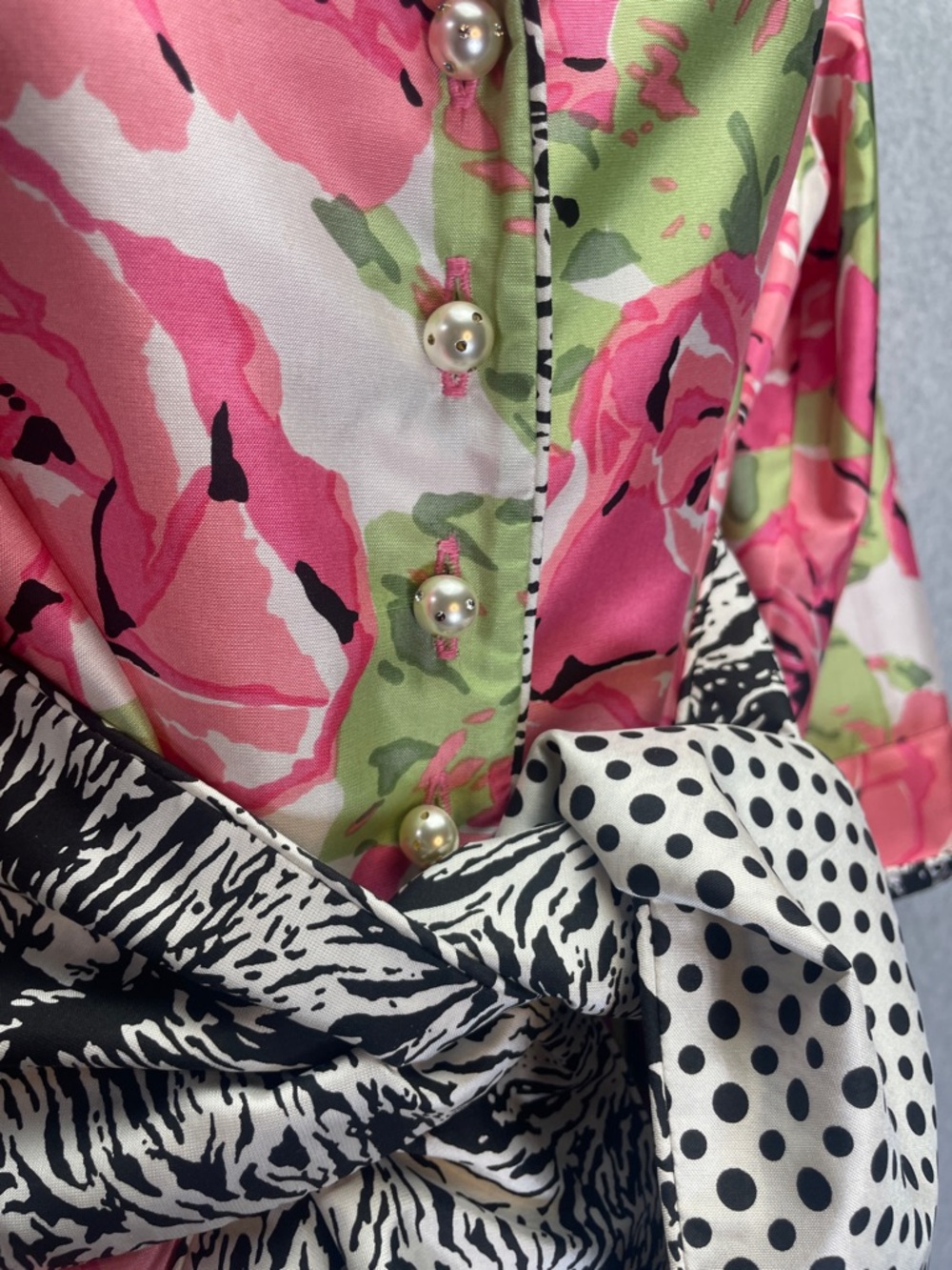 Marissa Baratelli Floral Thai Silk Tie Waist Blouse - Picture 2 of 6